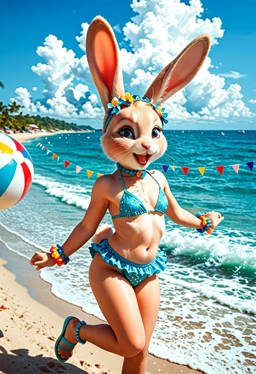 Rabbit, party on ocean beach, Venus planet
