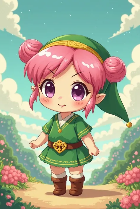 A 6K resolution 90s anime illustration of Sailor Mini Moon from Sailor Moon, as a baby, dressed as Link from the Legend of Zelda