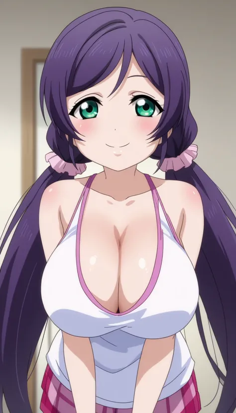   score_9,   score_8_up,   score_7_up,   source_anime,  (anime coloring, anime screencap:1.2),( Aquatics:1.2),  flat color,  shiny skin that is creating, ( popup, long breasts),( popup:1.3),( too big chewy boobs:1.3),Nozomi Tojo, green eye,  purple hair, t...