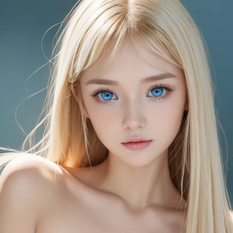 Extremely beautiful white girl with the ultimate unrivaled blonde、 exceptional sexy beauty 、beautiful sexy young little woman with a beautiful gentle and bright expression 、 sexy fresh look 、Perfect beautiful pretty face、Super long ponytail、 long bangs bet...