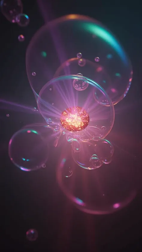  Bubbles bursting ,  Bubbles bursting 瞬間,  One Jewel Floating Inside Bubbles ,  aesthetic art expressed with bubbles that pop at the same time ,  dynamic pop moment ),  Space Confined within Bubbles , Very transparent,  the moment it pops ,  the aesthetics...