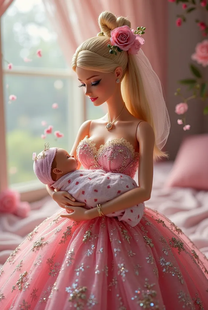 Barbie girl get a baby in her arms ,Make your clothes more beautiful