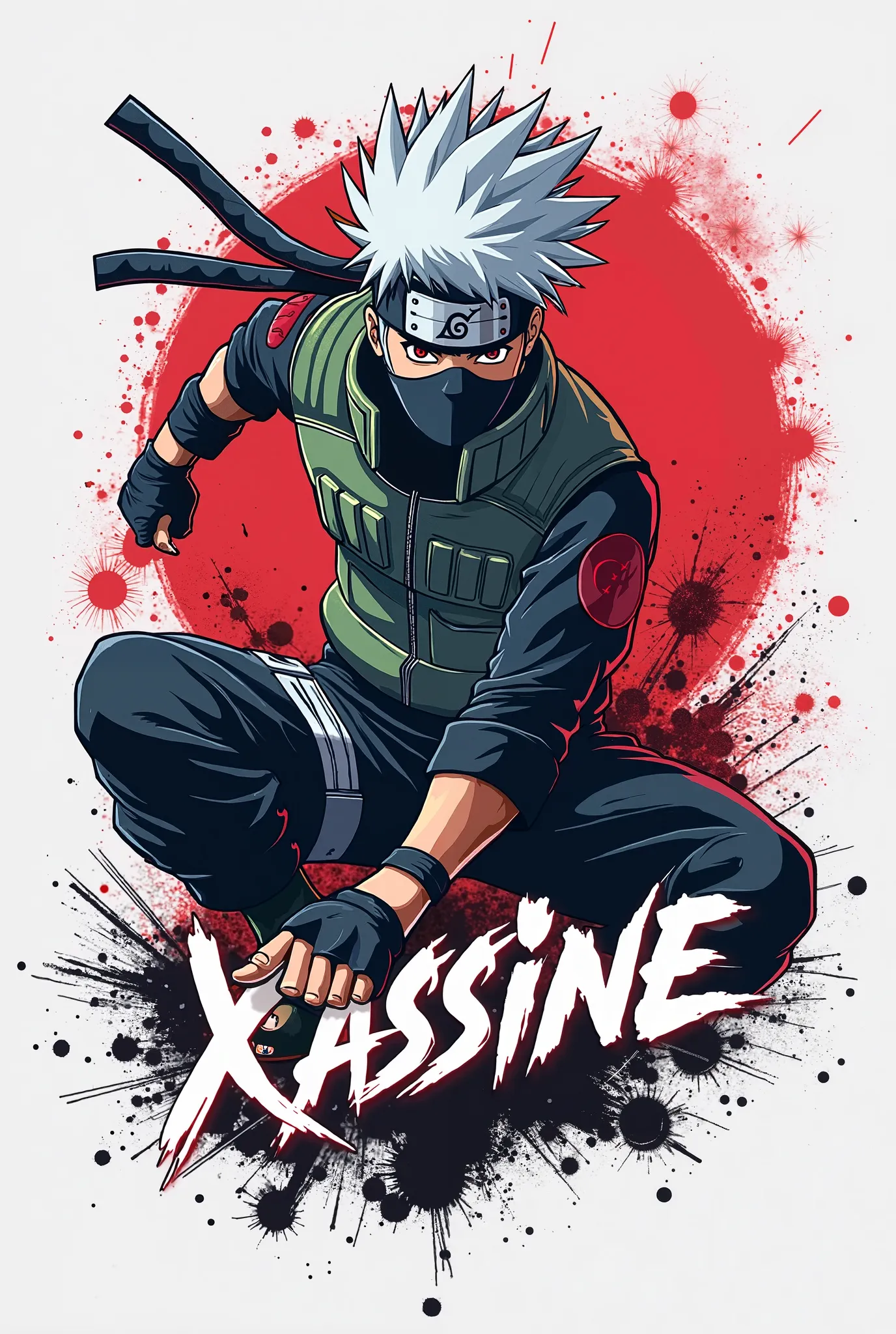 I want a design for logo anime Kakashi And the name yassine 