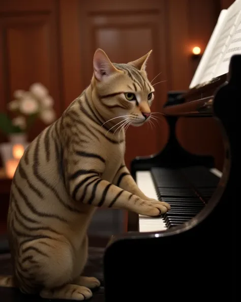 The Marsh Striped Cat plays the piano