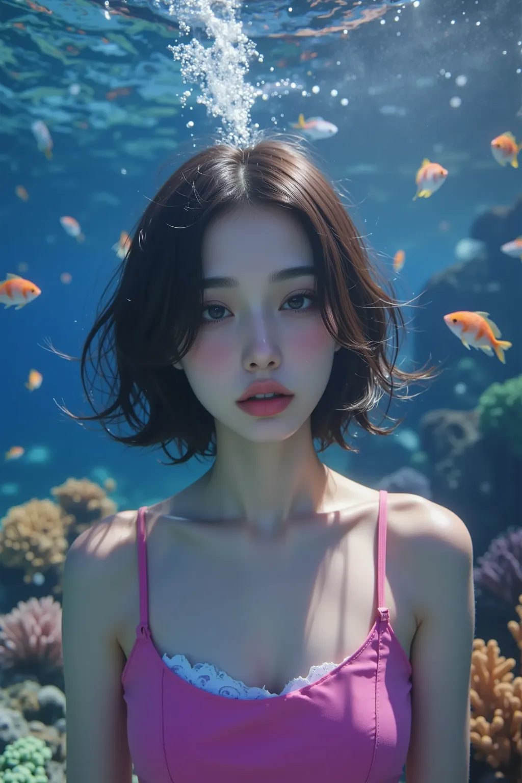  in high-definition images、Spectacular dramatic expression in the intense style of Marin-chan from the Umi no Umi Monogatari series 、 Superb underwater scenery with Marin in a pink swimsuit  、 View of the coral in Okinawa 、 red and orange coral reefs 、  Ma...