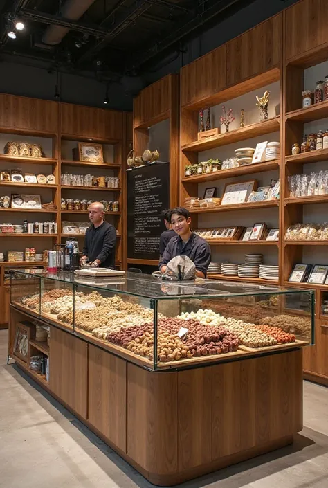 I want a modern and moderately upscale nut charcuterie shop 