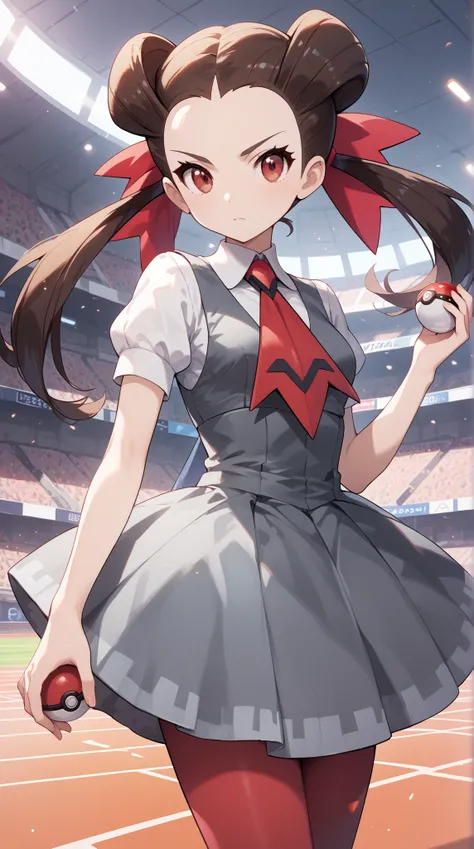 1girl, Score_9, Score_8_up, Score_7_up, Score_6_up, Score_5_up, Score_4_up, best quality, masterpiece, ultra-detailed, high quality,good quality,1girl,(master piece,high resolution, ultra detailed,8K,16K),

stadium, holding pokeball,  

, looking at viewer...