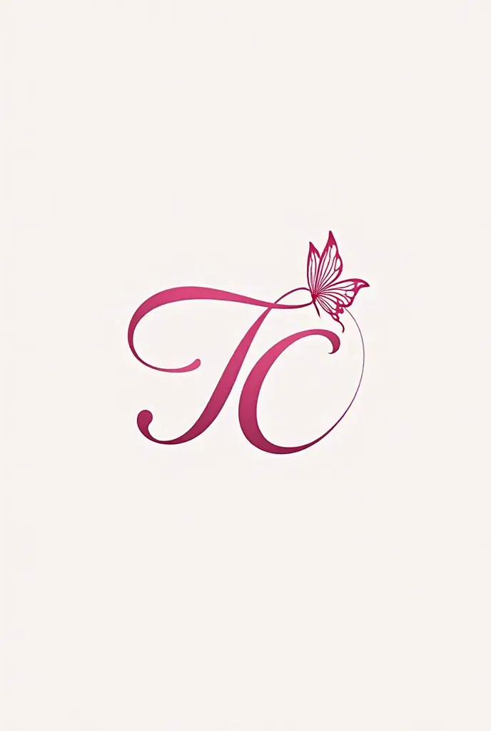 Logo with initials TC beautiful pink lettering with butterfly 
