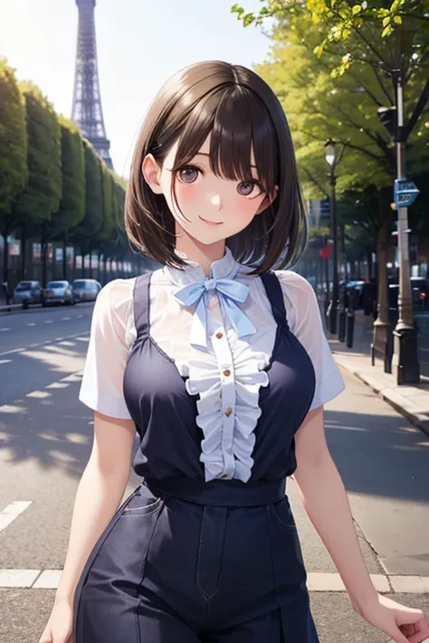  anegasaki nene, shiny brown short hair, beautiful brown eyes, smiling face, sparkling pupils, (fine grain), highly detailed eyes, highly detailed face, highly detailed eyes,, (masterpiece:1.2, best quality), ((only1 girl)), cowboy shot,cowboy shot,, 

 ma...