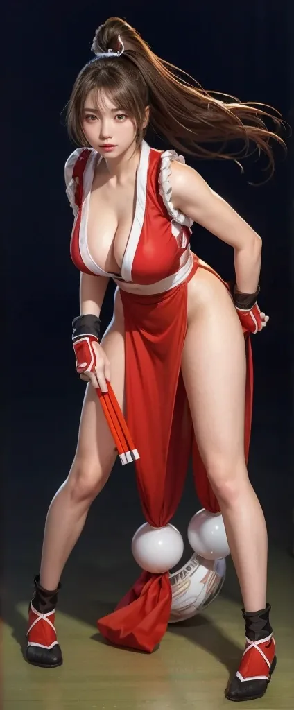  Mai Shiranuhi  , (TOP QUALITY,ultra detail),(realistic:1.37), Beautiful, fine face , ultra-realistic texture,  beautiful face,  Athletic Body , I'm wearing a bright color . HD, 8k,  red lipstick ,  rosy cheeks . Express with a sexy look.