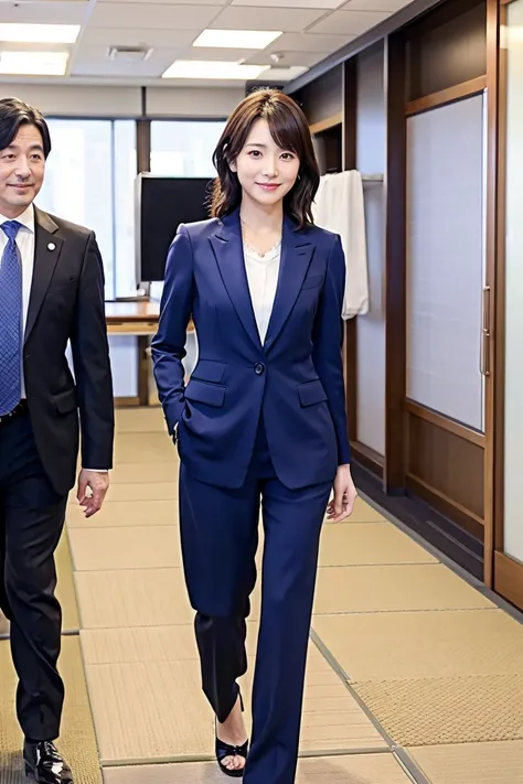 Japanese celebrity Sa々Nozomi、 office、 suit