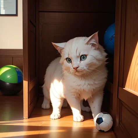 Little fluffy ball, 
Found a secluded corner
It hides deep in the closet, 
Thinks I won't find him. 
But our friend is growing up, 
And they bring another ball. 
They're like best friends, 
And not much family.