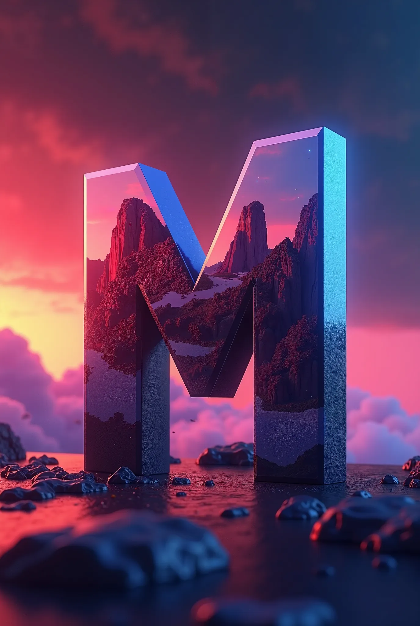 Banner for the YouTube channel if my profile photo is in the form of the letter M, Razmer 2058 ×1152