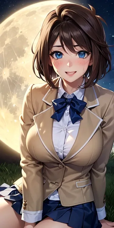  1 female,high definition,dementia,  ultra-realistic  ,8K, 8K, aamazaki, ( hair antenna:1.2), blue eyes, blue,  pink jacket, blazer,  Long Sleeves Leather, falda blue,  Skinny skirt ,  miniskirt, pleated skirt ,European,sexy,Close-up of the upper body,  ph...