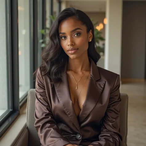 beautiful eritrea woman in a satin office outfit