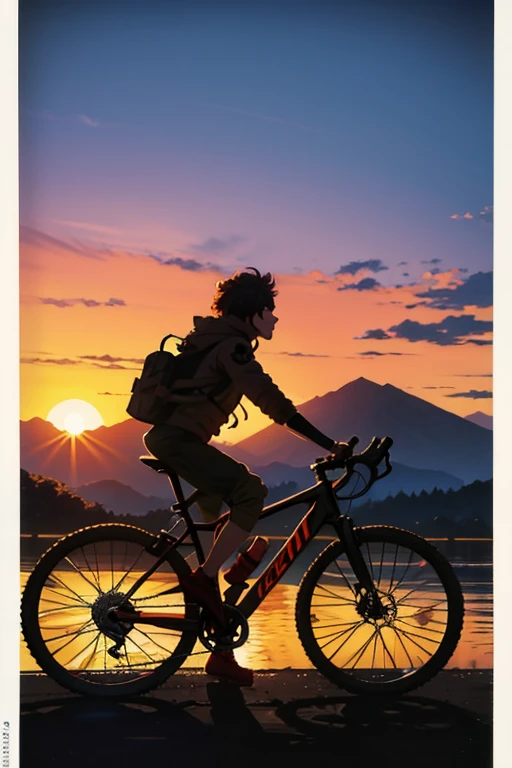 Silhouette of a mountain biker riding a bike at sunset a vibrant image of adventure and outdoor activity