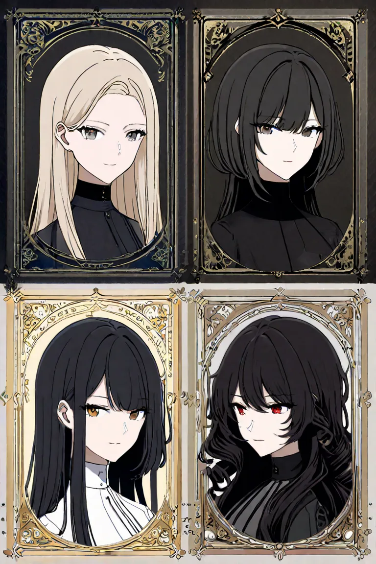  girls on the left2人(  character for V21（ girls on the left、 light beige hair、 shoulder length、The tips of the hair curl inward）、 character for V2２（woman、long black hair、Sophisticated and neat face）)