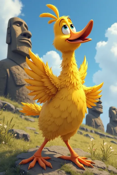 Make a Disney cartoon style Easter Island canary 