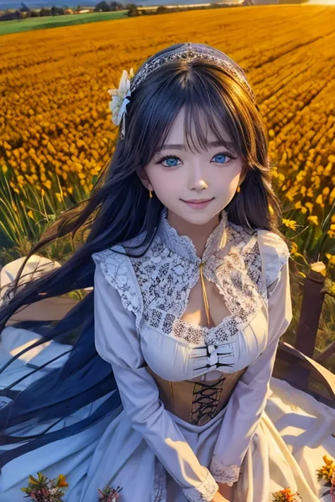 (Lynn Okamoto Draws),Center Frame ,  Sharp focus , (panoramic,  wide-angle lens ),  Best Quality, masterpiece, Very detailed,  Detailed Background , ( from above:1.2),  1girl , [cat girl,alone,Change, Blue Eyes ,white hair, close one eye, Smile, open mouth...