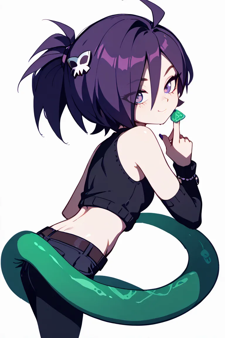 1girl, green tentacles, Zone-Tan , purple