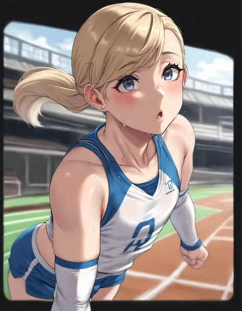 score_9, score_8_up, (candydoII boy with milfy slim body), flat puffy thicc man-chest:1.2, puffy flat chest, solo sugar femboy w/ mature body, (anime mature femboy with pale-blonde smooth-straight mid-long hair with swept bangs:1.2), loose low ponytail, (f...