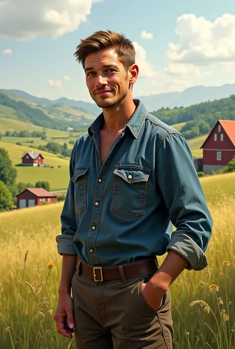 Gentle Man Short Hair, background at farm, try hard working 