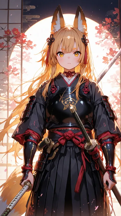 Samurai, fox girl, naginata