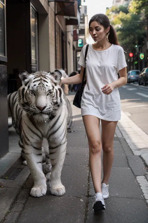 Walking with a white tiger