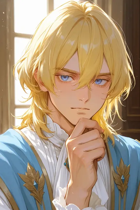 young adult male, handsome man, handsome pose, tall guy with blue eyes, portrait of a handsome man, delicate androgynous prince, male anime style, high quality fanart, beautiful androgynous prince, 