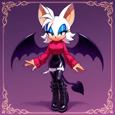 sonic tails' artwork sonic the hedgehog girl costume a furry art post by furryfan1 on deviantart pic by sonic fangirl-furries at deviantart com, 1girl, bat ears, solo, boots, fingernails, thighhighs, wings, breasts, makeup, long fingernails, sweater, anima...