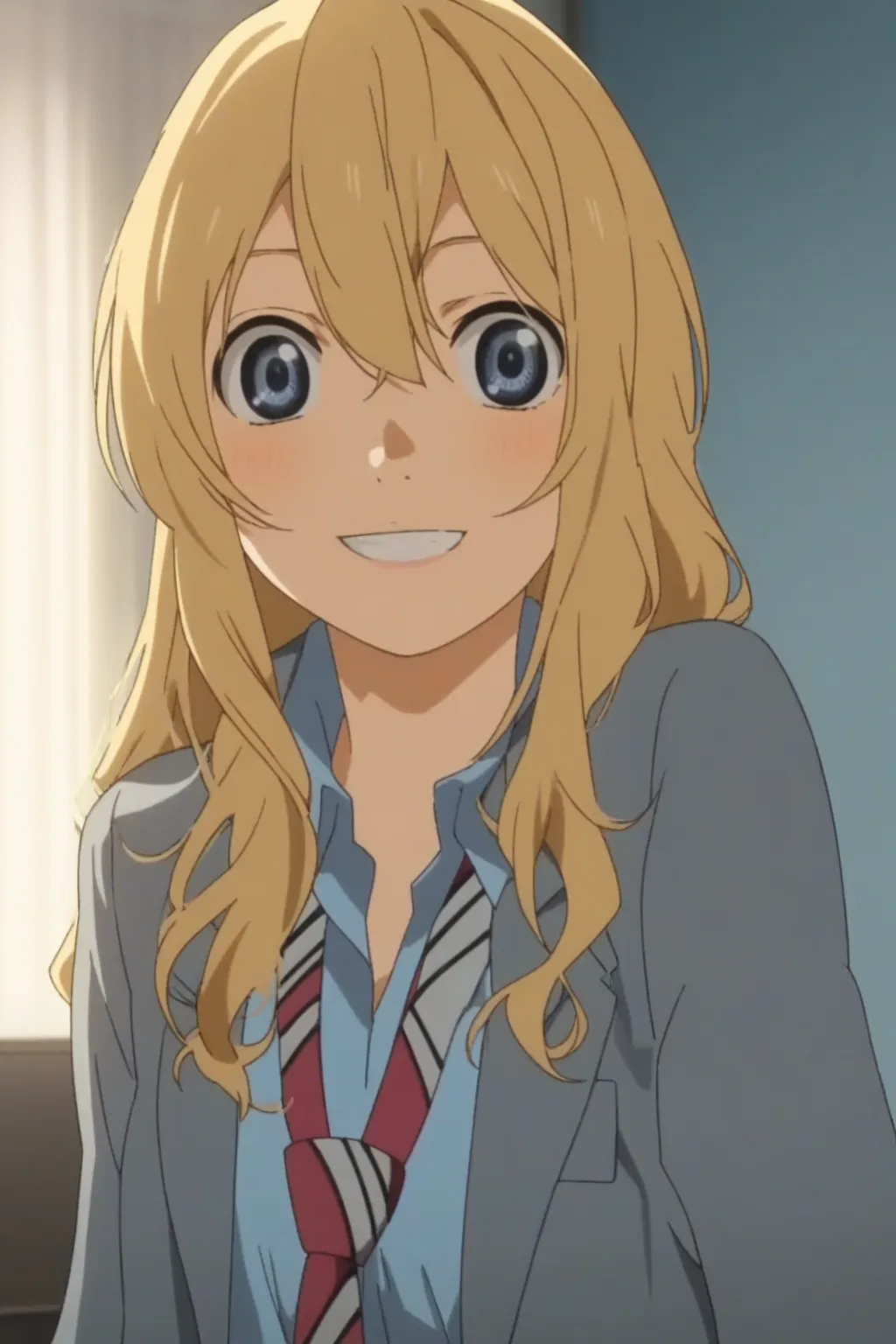 score_9, score_8_up, score_7_up, score_6_up, score_5_up, source_anime, rating_safe, small breasts, indoors, 2girls, looking at viewer, (upper body:1.2), miyazono kaori, blonde hair, long hair, hair between eyes, blue eyes, hatsune miku, long blue hair, blu...