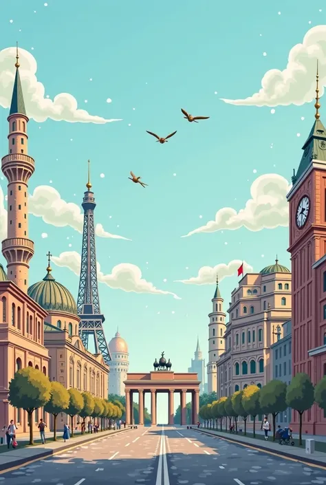 Add : Alhambra , Parthenon Saint Basil's Cathedral , Wawel Castle Belém Tower  , Royal Palace of Stockholm   , Temple Square Church , Blue Mosque Kapellbrücke , Molenbeek and Amsterdam Canals
on a perspective with a central escape route