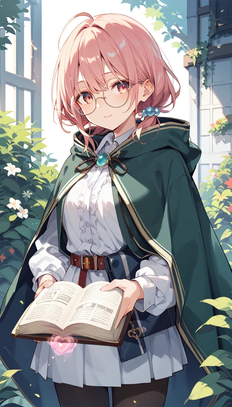  girl、魔法 girl、grimoire、 round glasses、 hooded cloak、Cane、Magic Rim、 basement、Books、A Scene from the Movie、noble