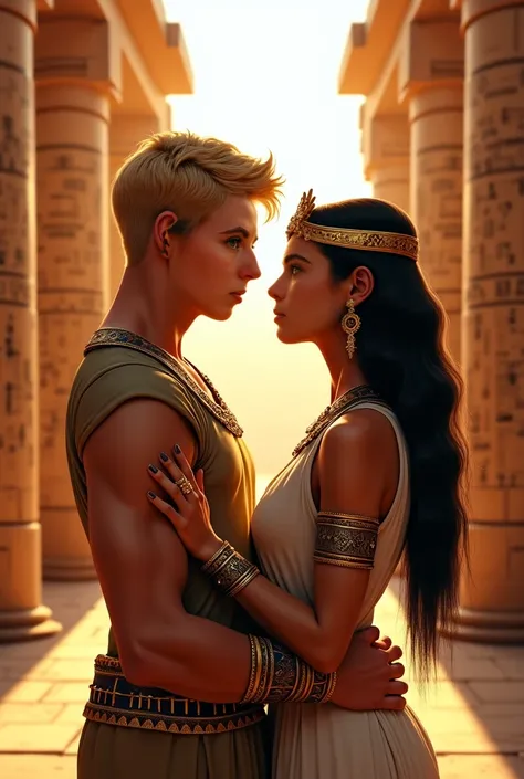 Make her as an egyptian woman with her blonde haired husband