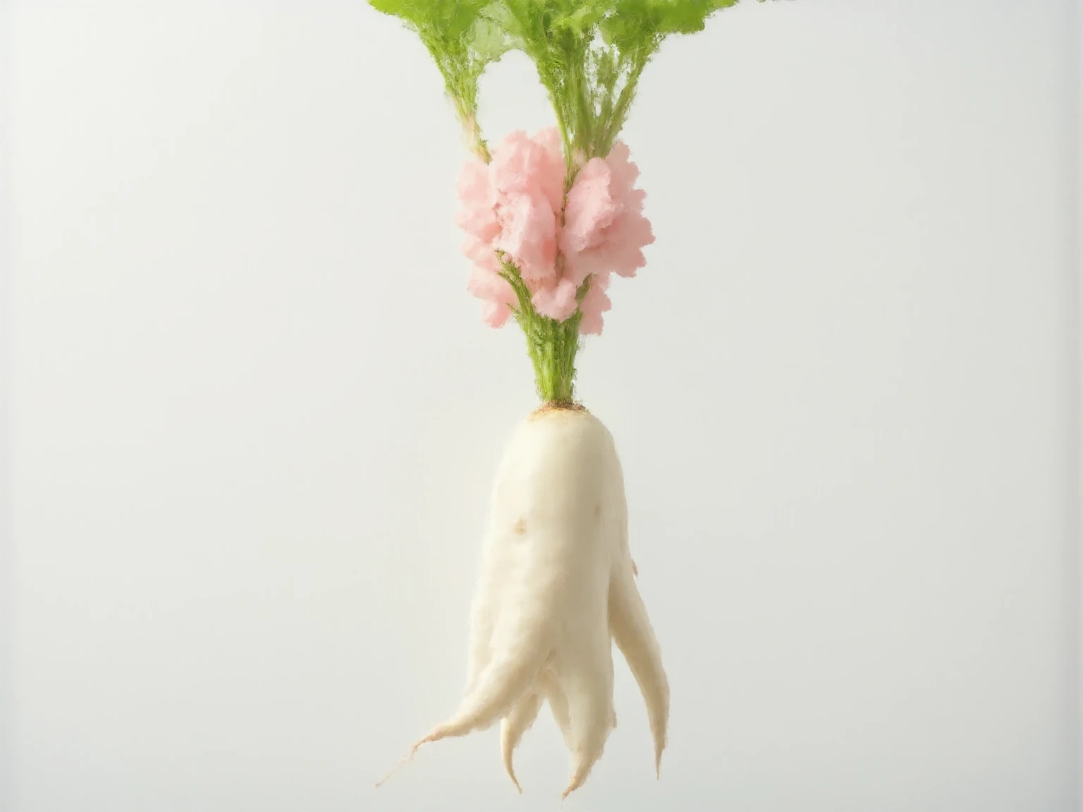 cute Japanese radish character\(eyes,it has a pink leaves),masterpiece,best quality 