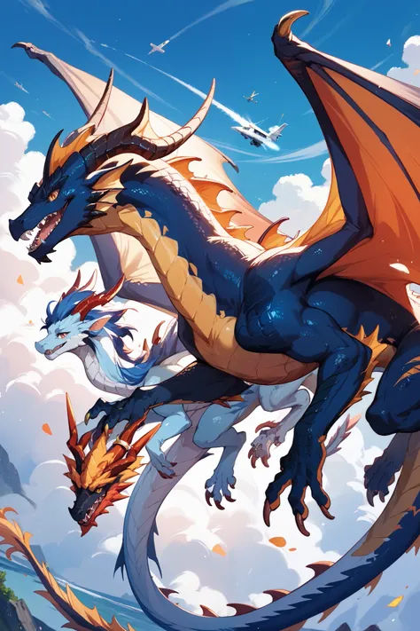 Jet-black dragon、 quadrupedal、Royal Dragon、wings are two pairs sharp fangs、Sharp Claws、 sharp eyesight