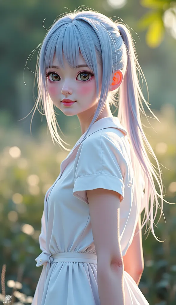  High Quality Photos  , 3D 8K,  ถ่ายด้วยThe camera คุณภาพสูงที่สุด , The camera , Fuji Camera , , Using the highest quality and most modern film ,ภาพและสีที่ Realistic , A round faced Asian girl  ,white, White skin, freckles, school skirt dresses, ผมดำ, fr...