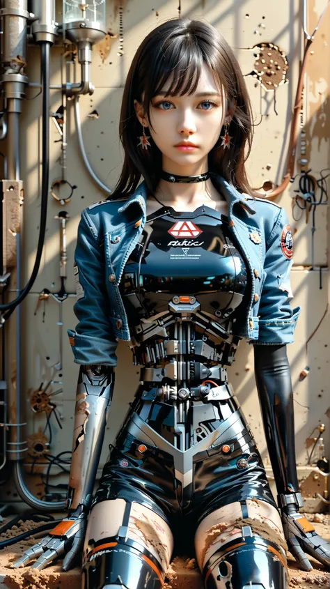 (((masterpiece))), (realism, realism texture, (science fiction, distant future), (top Quality, High Quality, top resolution, high resolution, (ultra detailed, high detailed))), (dirt beautiful latex racing model robot girl:1.4), (she is incredible machine)...