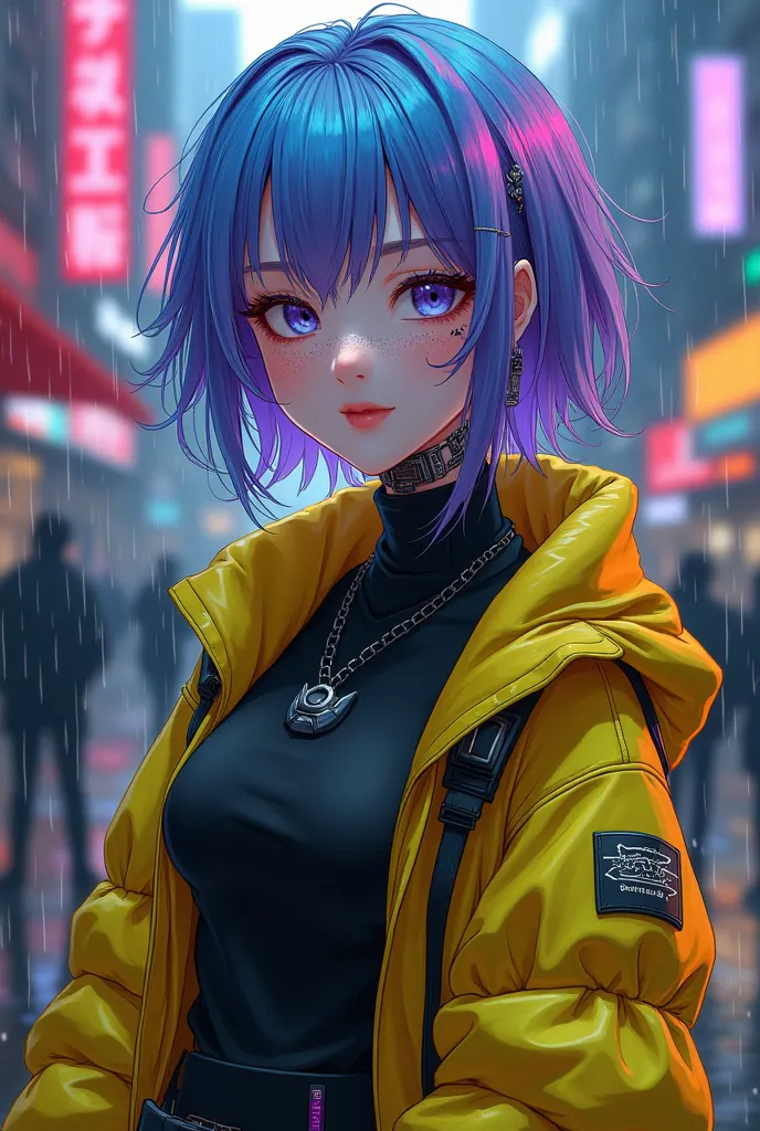 (score_9_up, score_8_up), (1girl),  sharp focus, female focus,  jewelry, (masterpiece:1.2), (best quality:1.2), (very aesthetic:1.2), (absurdres:1.2), (detailed background), perfect anatomy, cyberpunk clothes, cyber city background, (((portrait))), standin...