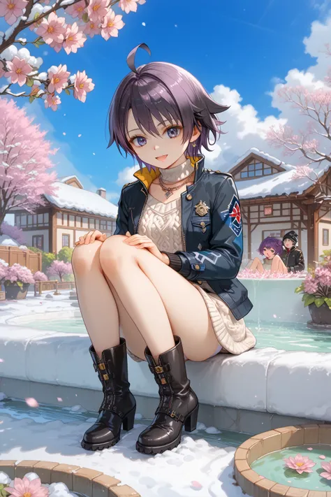 ((( a girl))),(((full body shot))),purple hair,((Haruno YukinoshitaFull Body)),( masterpiece:1.2), highest quality,((((high resolution)))), Unity 8k wallpaper, (design:0.8), highly detailed face, perfect light, Highly detailed CG ,(((garden))),( big boobs)...