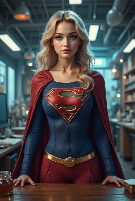 (THE STORY OF SUPERGIRL), (long shot:1.3),huge breast fetish art trending on DeviantArt,(in ahigh tech laboratory:1.3),intricate background,highly detailed background, BREAK, (full body:1.3),(1girl),extremely young, elemtary school age,intensely erotic ima...