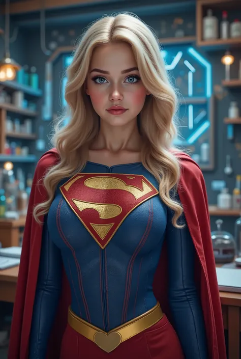 (THE STORY OF SUPERGIRL), (long shot:1.3),huge breast fetish art trending on DeviantArt,(in ahigh tech laboratory:1.3),intricate background,highly detailed background, BREAK, (full body:1.3),(1girl),extremely young, elemtary school age,intensely erotic ima...