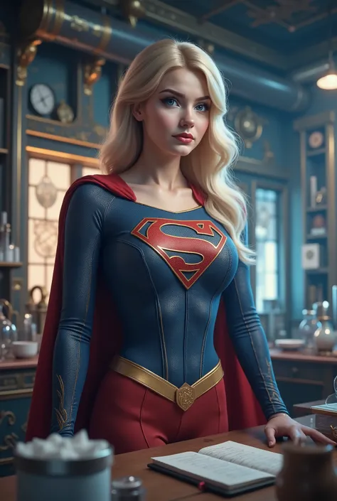 (THE STORY OF SUPERGIRL), (long shot:1.3),huge breast fetish art trending on DeviantArt,(in ahigh tech laboratory:1.3),intricate background,highly detailed background, BREAK, (full body:1.3),(1girl),extremely young, elemtary school age,intensely erotic ima...