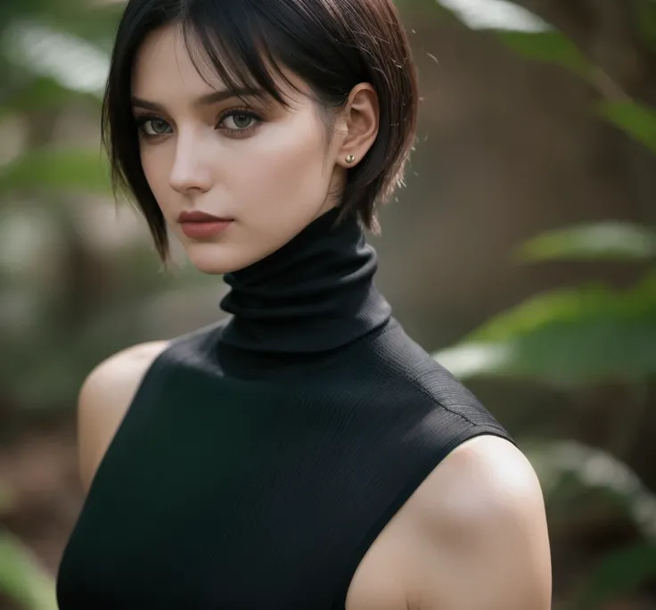 A stunning intricate full color portrait of brl, wearing all black turtleneck
, epic character composition, by ilya kuvshinov, alessio albi, nina masic, sharp focus, natural lighting, subsurface scattering, f2, 35mm,, Short Hair, 