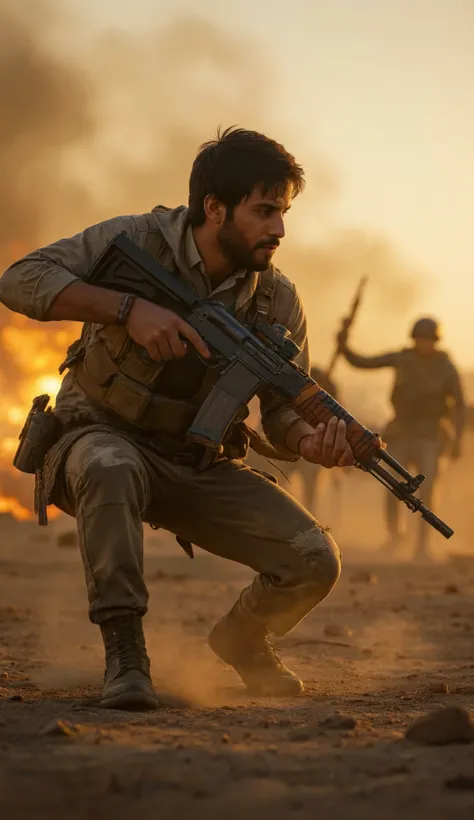 in high-definition images、PUBG Mobile, Cinematic Lighting, , realism, Luminism, the protagonist is shooting M-14、, eye height shot, Ultra Wide Angle, Advanced Details, Award-winning, TOP QUALITY, 16k, Accurate ground battles, retina, Ultra High Definitio...
