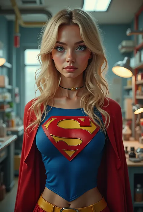 (THE STORY OF SUPERGIRL), (long shot:1.3),huge breast fetish art trending on DeviantArt,(in ahigh tech laboratory:1.3),intricate background,highly detailed background, BREAK, (full body:1.3),(1girl),extremely young, elemtary school age,intensely erotic ima...
