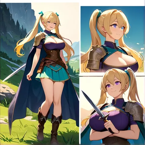 Masterpiece, HD, high resolution, high quality, best quality, super detailed. Solo character alone, multiple views. epic high Fantasy art.
{{(A 20-years-old norse_rogue_youngwoman:(appearance: Medium-blonde_golden_hair-tied_in_two_high_twintails. fair-skin...