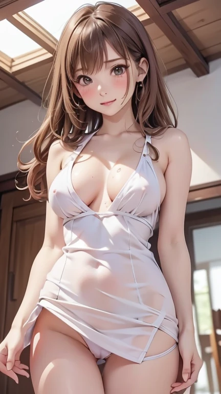 1 anime girl, sexy pose, high definition, masterpiece, NSFW, pussy, cameltoe, detailed pussy, labia, perfect proportions, blonde, brown hair, shoulders, collarbones, beautiful breasts, arms, red cheeks, beautiful skin, embarrassed, wet pussy, blush, mouth ...