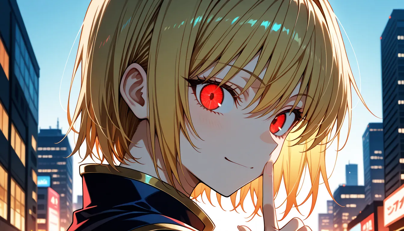 masterpiece, best quality, amazing quality, very aesthetic, absurdres, newest, scenery, highly detailed, high-resolution, close-up portrait, male, man, Kurapika, Hunter x Hunter, straight blond hair, calm brown eyes (or glowing red eyes with scarlet mode),...