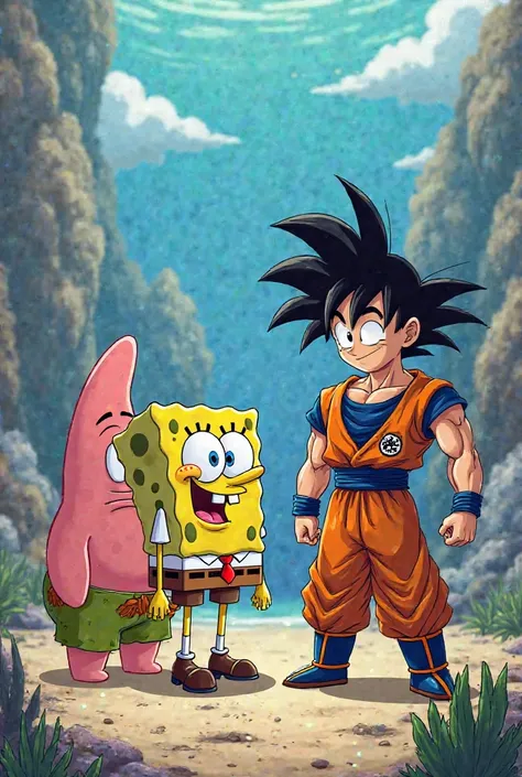 Son Goku, SpongeBob SquarePants, and Patrick Star